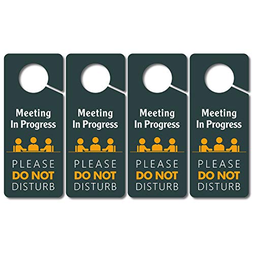 Meeting in Progress, Do Not Disturb Door Hanger Sign, 4...