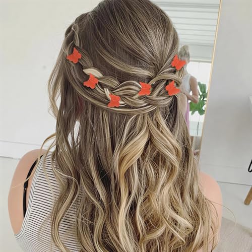 60 Pinzas mini mariposa naranja para cabello miniatura 6