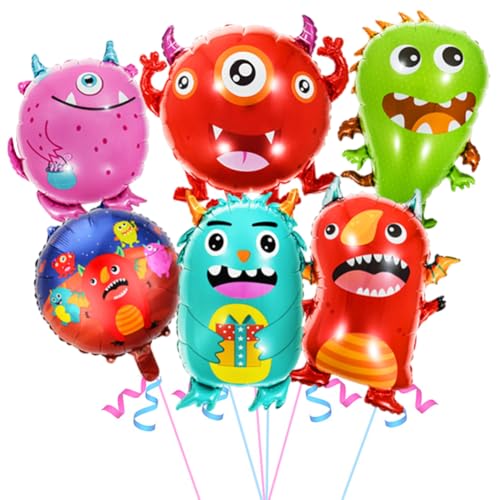 Monster Ballons Papier D'Aluminium, Monstre Décorations de Fête D'anniversaire, 6PCS Ballons à Thème Monster, Pour Enfants Décoration Fête Anniversaire, pour Garçons Filles Fête Deco Party Supplies