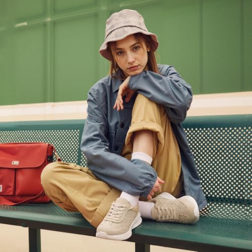 Image of Vepose Women's Retro Platform Sneakers Lightweight Lace Up Walking Shoes | Designer dressy sneakers with memory foam cushioning, grippy sole, and stylish woven or PU looks for work, travel, errands