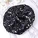 Sequin Beret Hat Shining Beanie Cap Sparkle Beanie Hat Fashion Beret for Women Black