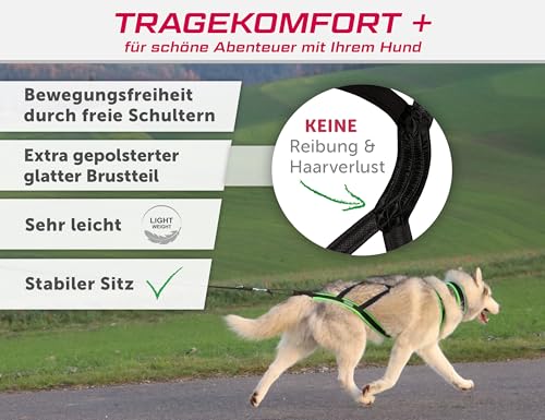 LASALINE Hunde Zuggeschirr X Back für Canicross Hundesport Dogscooter Bikejöring Schlitten in Schwarz
