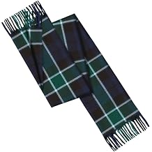 100% Lambswool Tartan scarves made in Scotland - 180x25CM - All-season essential Smooth Extra Long Scarf - Gift