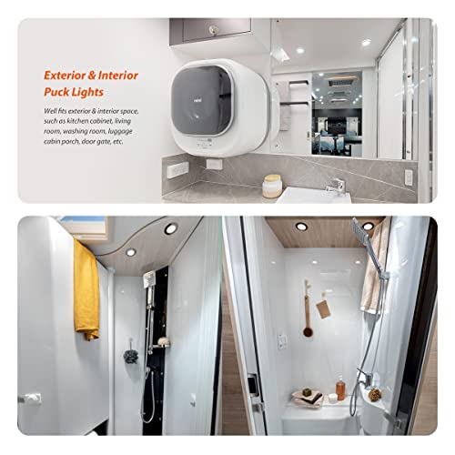 LED 12V Exterior Puck Light for RV Trailer Boat Cabin Stair, Kitchen Ceiling Under Cabinet Closet - Cool White, IP66