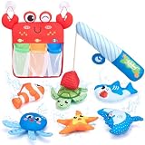 hahaland Jouet de Bain Bébé 1 an, Jouets de Pêche Magnétiques avec Sac de Rangement pour Tri des Couleurs, Anti Moisissure Jouet pour Le Bain et la Douche, Jouet Montessori Cadeaux Enfants 1 2 3 Ans