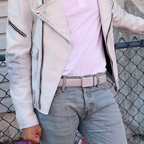 Falari® Genuine Leather Dress Ratchet Belt Automatic Buckle Holeless Adjustable Size3