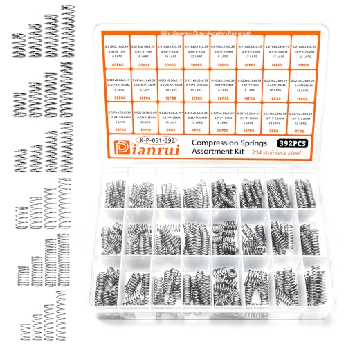 Dianrui 392PCS Compression Springs Assortment Kit 24 Different Sizes Spring Stainless Steel Mechanical Small Springs for DIY Repair Project