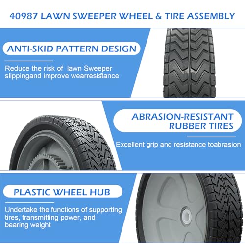 40987 Lawn Sweeper Wheel & Tire Assembly Compatible with Agri-Fab Craftsman Tow-Behind Lawn Sweeper(1 PCS)