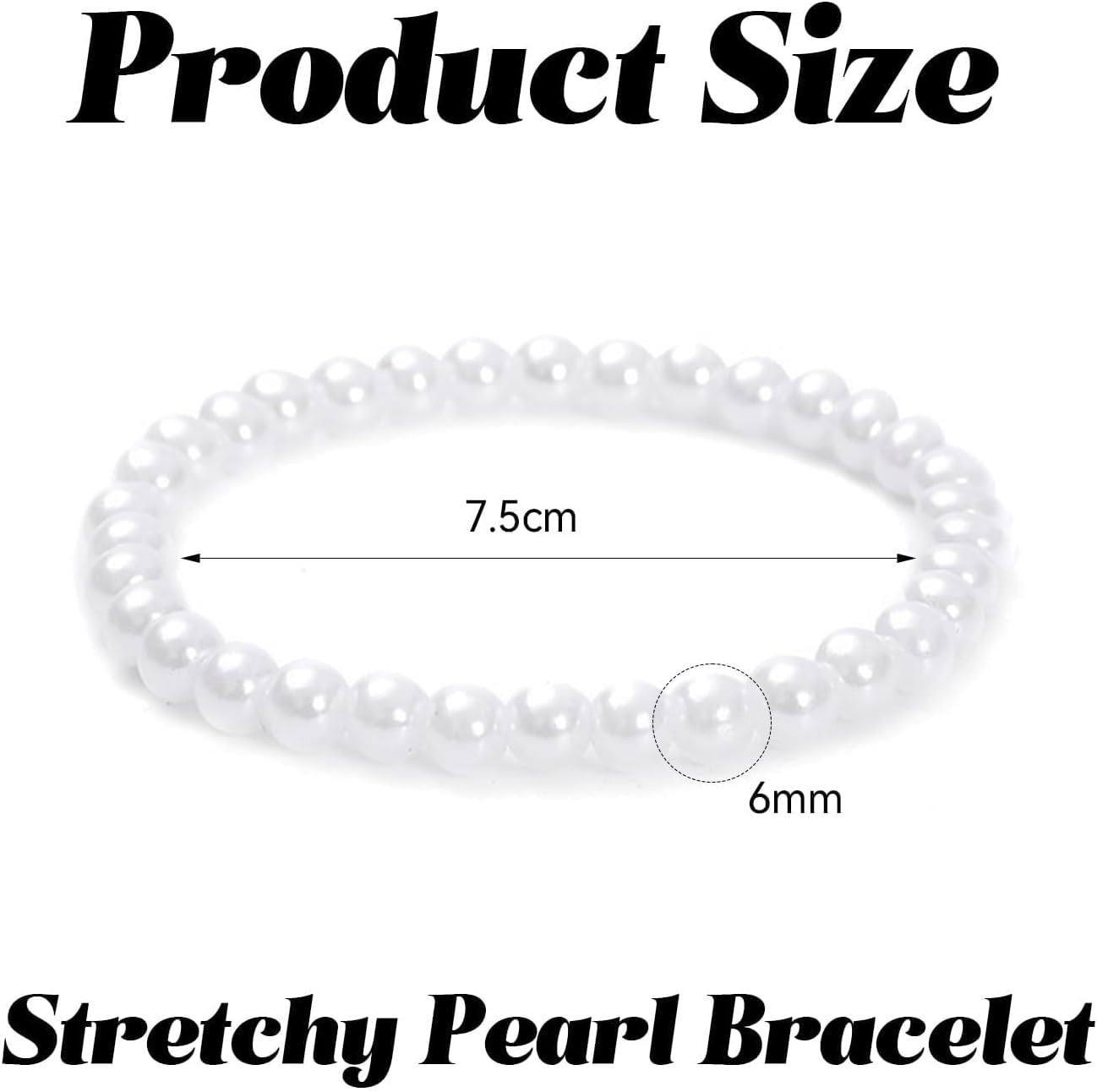 50Pcs Pearl Bracelets for Women,6mm Faux Pearl Bracelets Set,Stretch Pearl Bracelet Bridal Stackable Fake Pearls Bead Bracelets for Bridesmaid Party Gifts Wedding - Image 2