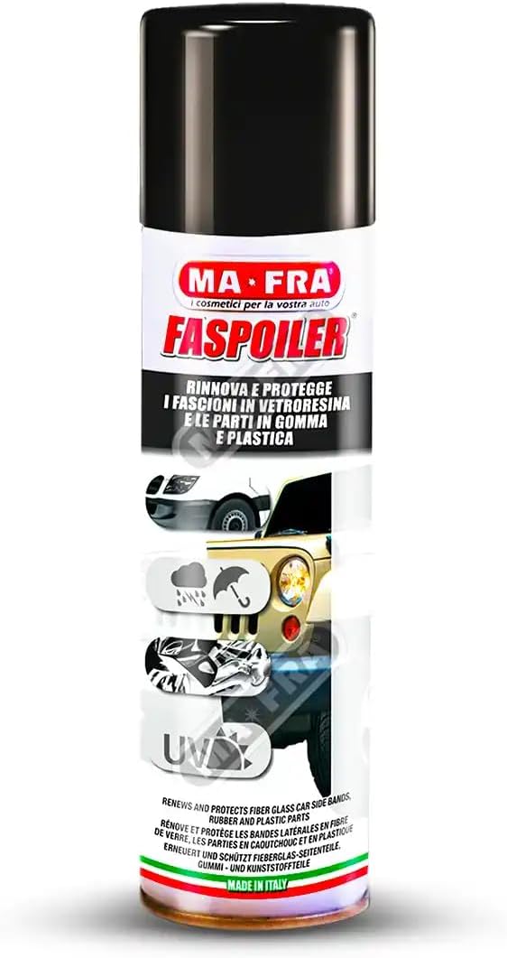 Ma-Fra, Faspoiler, Spray Treatment for Rubber and Plastic Parts, Renews and Prevents Discoloration of Fibreglass Car Baskets, 300ml Pack
