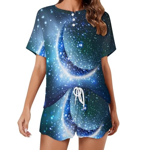 Pyjama femme manches courtes nébuleuse pour des nuits d'été pleines de douceur et de poésie