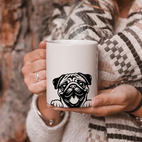 Taza de cerámica con diseño Pug 11 onzas miniatura 4