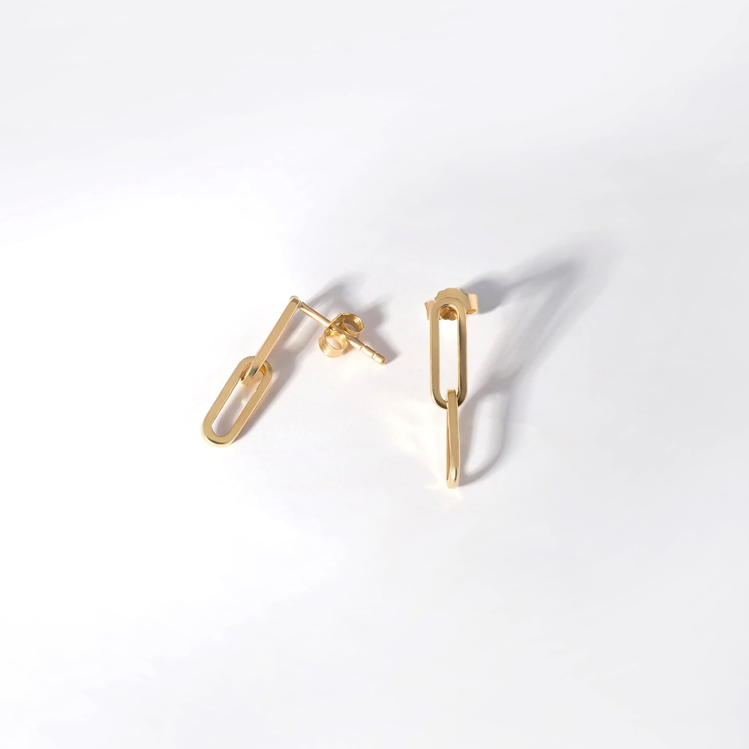 GELIN 10k or 14k Solid Gold Paperclip Earrings for Women - Image 4
