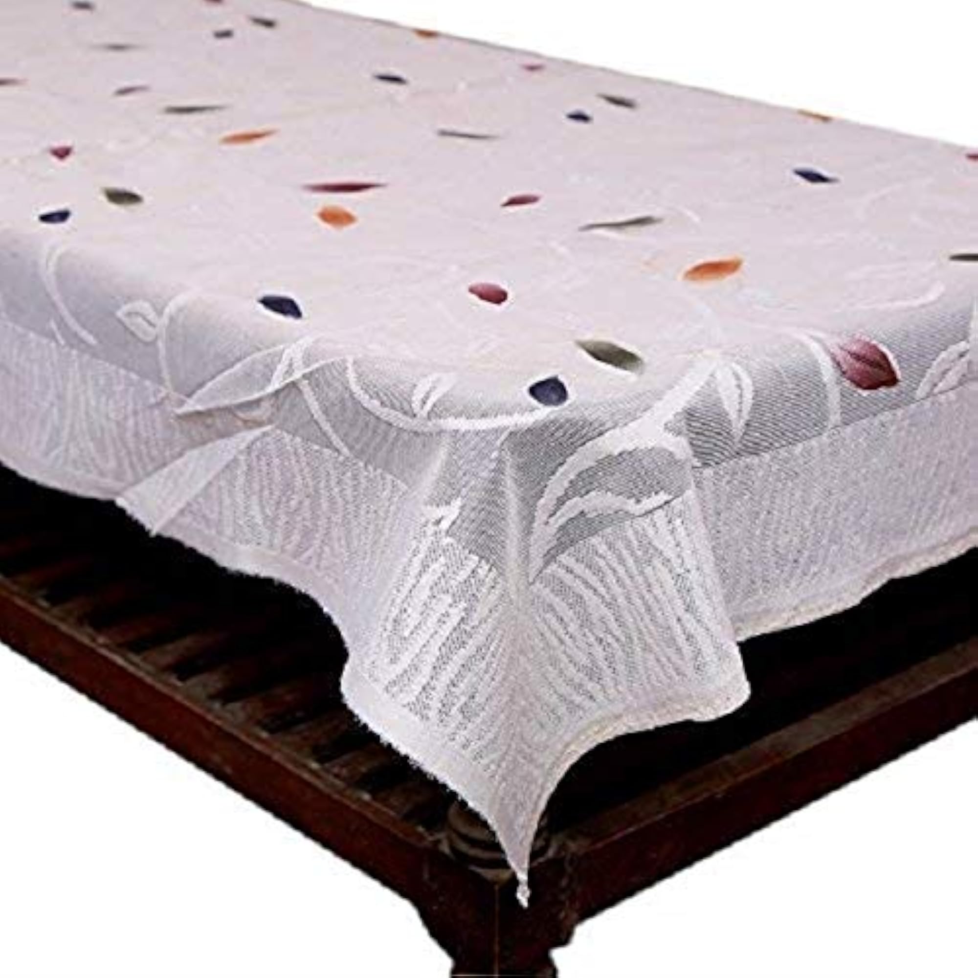 Cotton Rectangle Shape 4 Seater Table Cover, White