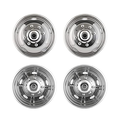 Image of 4pcs 19.5 inch Polished Stainless Steel Dually Wheel Simulator, Nice Looking and Durable Bolt On Wheel Cover,8 Lug Hubcaps Fit for Ford 1999-2004 F450 /F550 Truck with Installation Tool Kit 19F8
