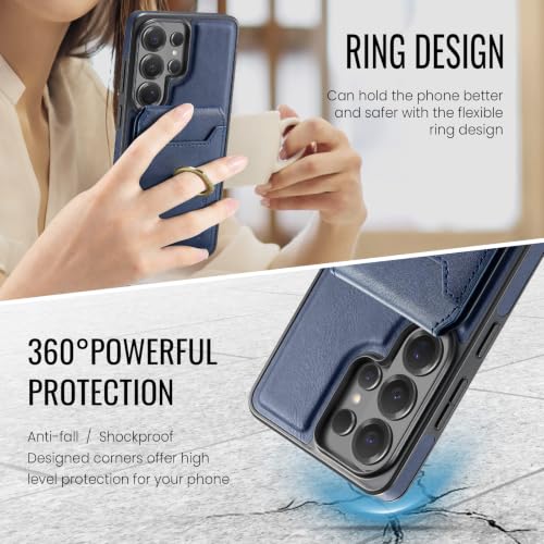 Étui portefeuille amovible Samsung S25 compatible induction et anneau