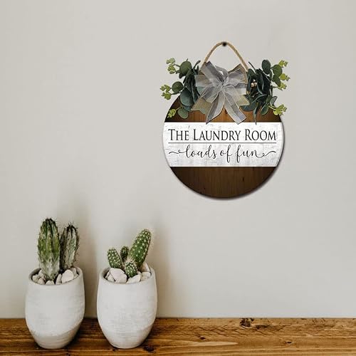 Ugtell Laundry Room Sign Round Vintage Farmhouse Laundry Sign For Laundry Room Decor Decorative Wall Sign For Laundry Room, Bathroom, And Home Bathroom Round 11X11Inch #TOP2