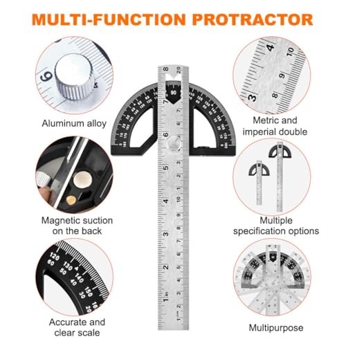 Regla medidora ángulos madera ABS 8 pulgadas miniatura 3