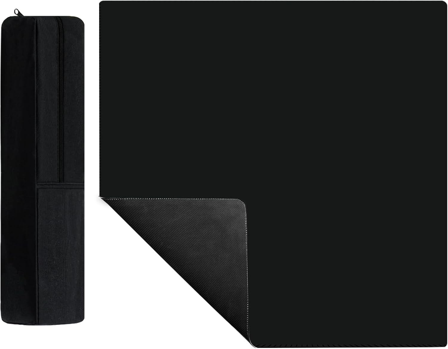 Black Mahjong Mat - Non-Slip Noise Reduction Gaming Mat 31.5''x 31.5'', Mahjong Table Mat with Black Carrying Bag for Mahjong, Poker, Card Games, Dominoes, Board Games, Slip Resistant Mat (Black)