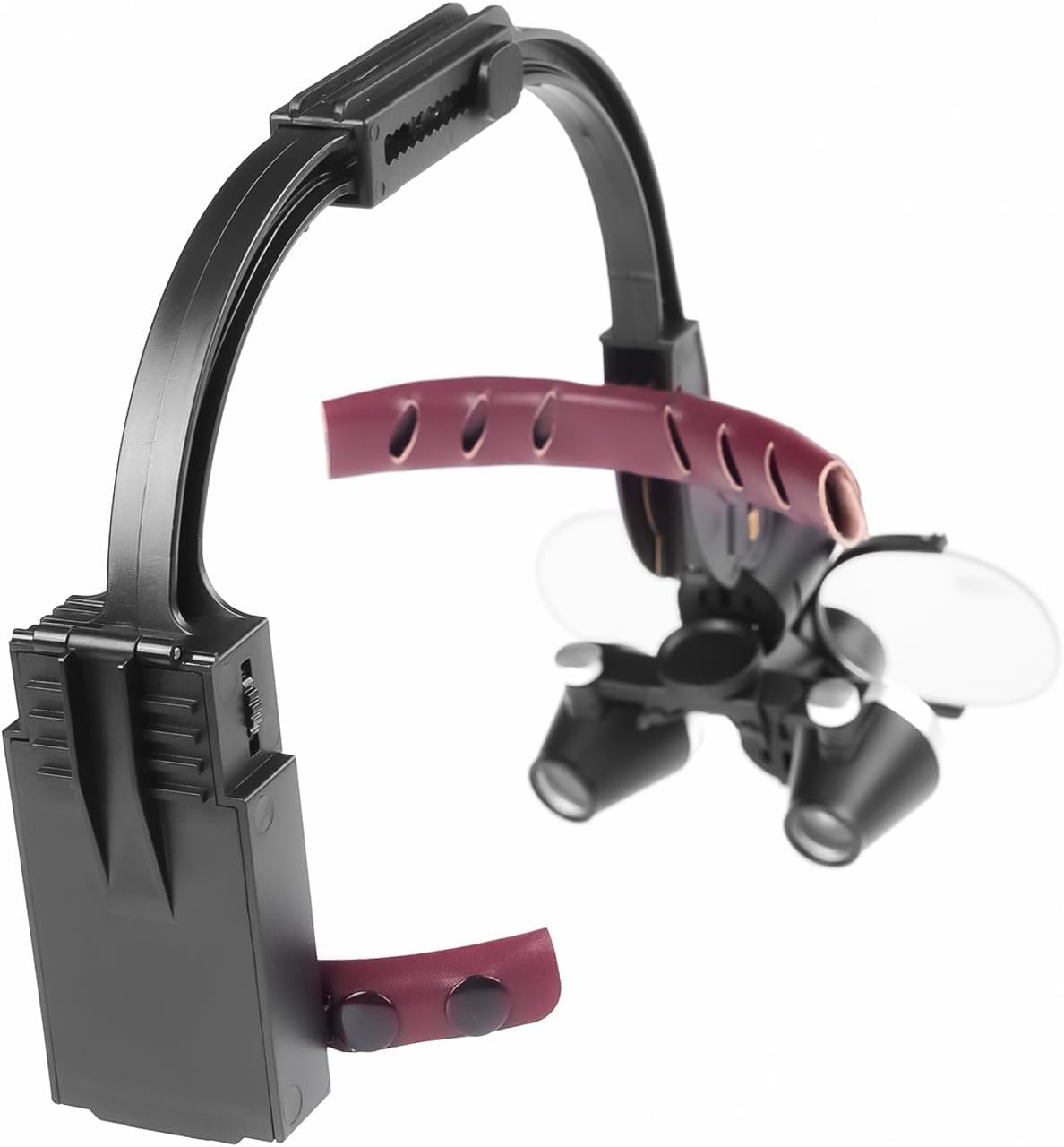 5W LED Head Lamp 3.5X Magnification Binocular Loupes Adjustable Bracket with Double Light Magnifying Glasses Aluminum Case Black