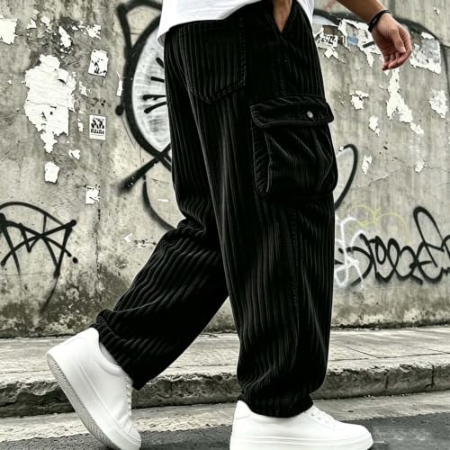 Discover Stylish Men's Cargo Corduroy Pants Casual Baggy Sweatpants with Pockets - Image 2