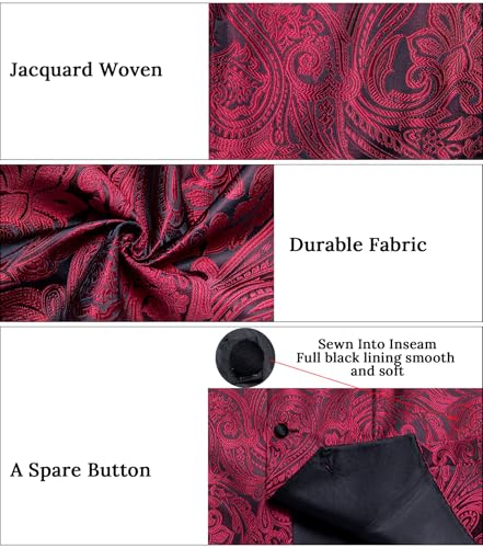 Image of DiBanGu Mens Paisley Suit Vest Silk Jacquard Waistcoat and Necktie Set Formal Shawl Collar Dress Vest 7PCS for Wedding Party