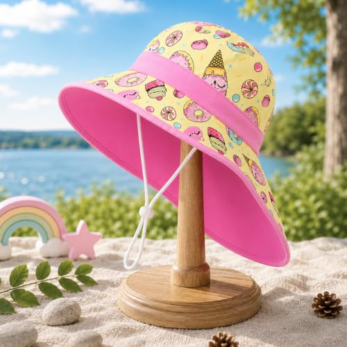 Image of VRITRAZ Sun Protection UPF50+ Bucket Hat Toddler Summer Beach Play Hats with Neck Flap for Girl, Boy, Kids Summer Hat, Bucket Hat for Kids Ages 3-10 Years