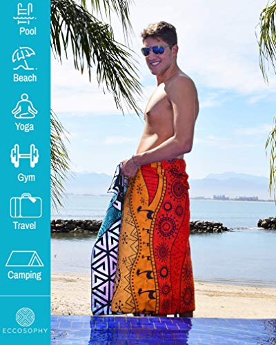 Eccosophy Beach Towels- Sunset By The Sea Collection Includes 3 Quick Dry, Sand Proof Microfiber Beach Towels #TOP4