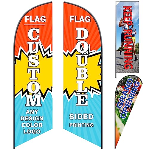 Custom Feather Flags for Outside Business Advertising(Flag Only),Personalized Feather Open Sign Swooper Flag Double Sided Banner Customized Your Logo Text Design-50Ã—200cm/1.6Ã—6.6FT