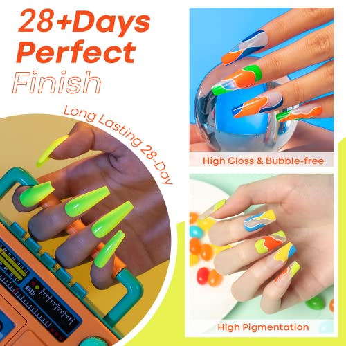 Image of modelones Neon Gel Nail Polish Set 6Colors Hot Pink Blue Green Summer