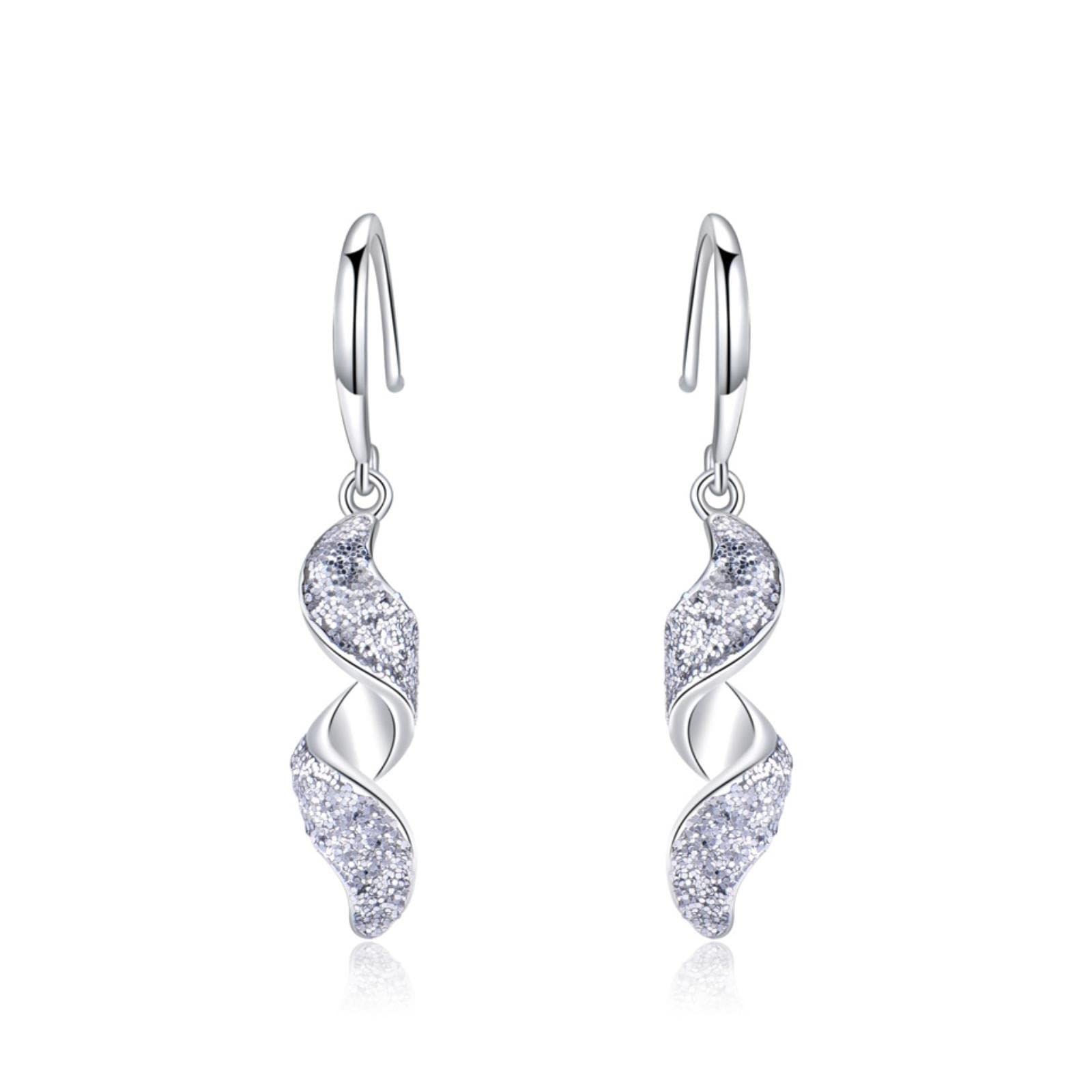 LOKILOKI Eleganti Orecchini Pendenti da Donna in Argento 925 con Paillettes A Spirale per Orecchini di Fidanzamento, Anniversario, Regali per Feste, Gioielleria Raffinata