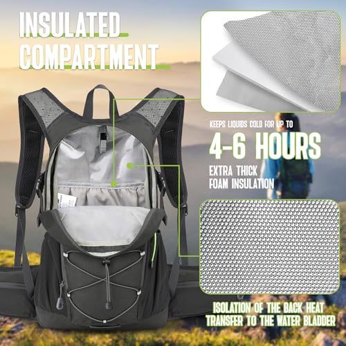 Image of N NEVO RHINO Hydration Backpack, 18L Multipurpose Hiking Backpack with 3L Water Bladder, Water Backpack Insulated Hydration Pack Ideal for Hiking and Cycling