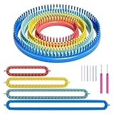 cureder Knitting Loom Craft Kit - Long Knitting Loom and Round Knitting Loom - Include 2 Knitting Yarn Loom Needle and 2 Plastic Loom Pick, (4 Round Loom&4 Long Loom), Great for Kids or Baby Blanket