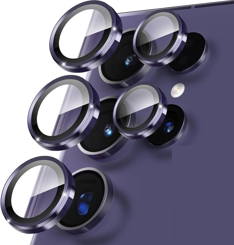 Image of Skinomi Camera Lens Protector Compatible with Samsung Galaxy S25 ultra 5G [Anti-Scratch] Premium Tempered Glass Film Aluminum Alloy Lens Ring Cover- Titanium Purple