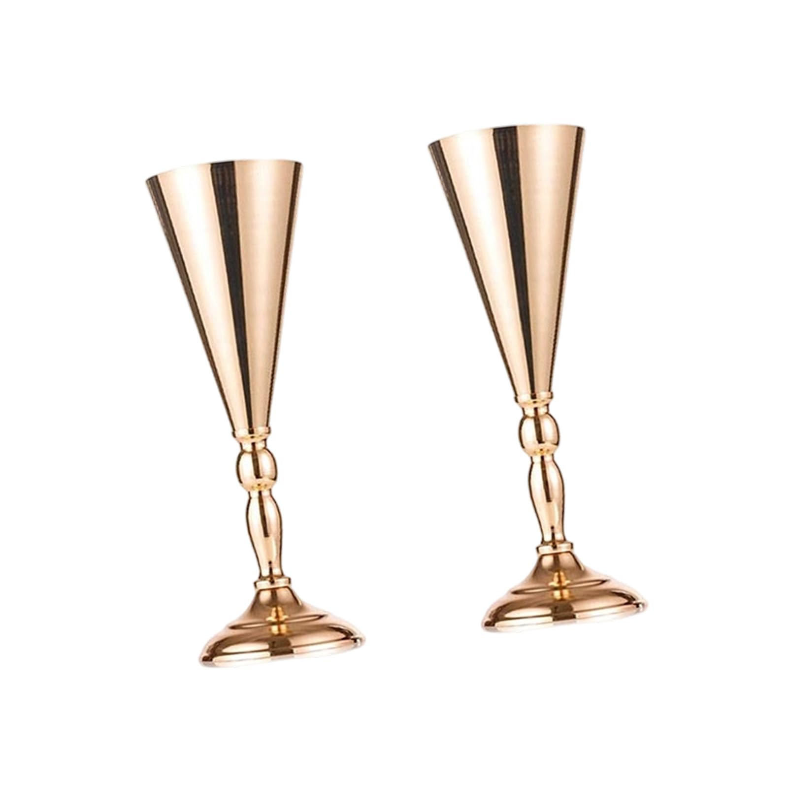 Whoasyst 2Pcs Tabletop Metal Wedding Flower Trumpets Vases Table Decorative Centerpieces Artificial Flower Arrangements Home Deck Metal Vases