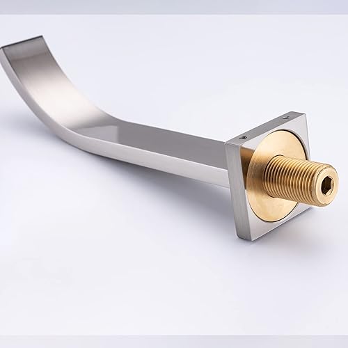 Miniatura 8 de Grifo de pared de latón níquel cepillado montado en la pared grifo de baño, grifo de fregadero de baño de montaje en pared, manija de doble palanca,