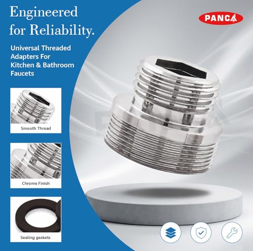 Image of PANCA Tap 3 Connectors, Fits Bathroom Taps, Washbasin, Kitchen Taps | Universal Tap Adapter for Sink, Faucet, Washing Machine Pipe | 3 Connectors, Fits Most Kitchen Taps