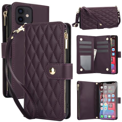 Coque iPhone 12 Mini Asuwish avec fermeture éclair et verre trempé