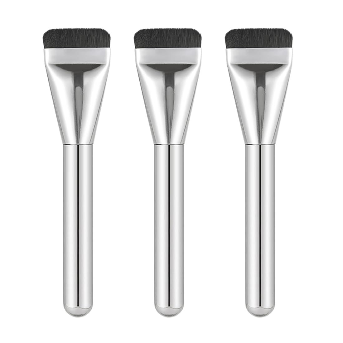 NTRUXZP 3 Piezas Brocha plana base de maquillaje fluido, profesional makeup, ideal para tu estuche de brochas de maquillaje, para Fundación Sonrojo Ocultadora Polvo Líquido Crema