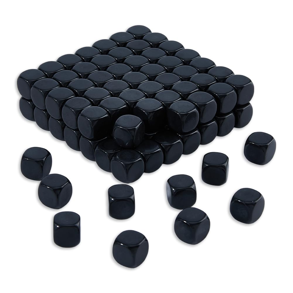 SUPERFINDINGS 150 Pcs Blank Acrylic Dice 16mm/0.63Inch Black Six-Sided Cubes Dice Cube Smooth Surface Cubes for Board Game DIY Sticker Math Teaching Party Favor Craft Supplies, Black