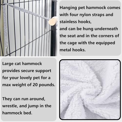 Rede reversível para gatos para pendurar na gaiola, cama de dormir macia para gatinhos e animais de