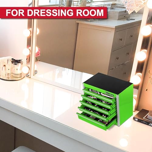 P.I.T. Mini Tool Box,Small Metal Toolbox Organizer with 5 Drawers,Green - 4