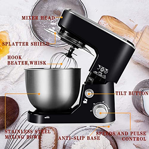 Stand Mixer, CUSIMAX Dough Mixer Tilt-Head Electric Mixer with 5-Quart Stainless Steel Bowl, Dough Hook, Mixing Beater and Whisk, Splash Guard - Image 3