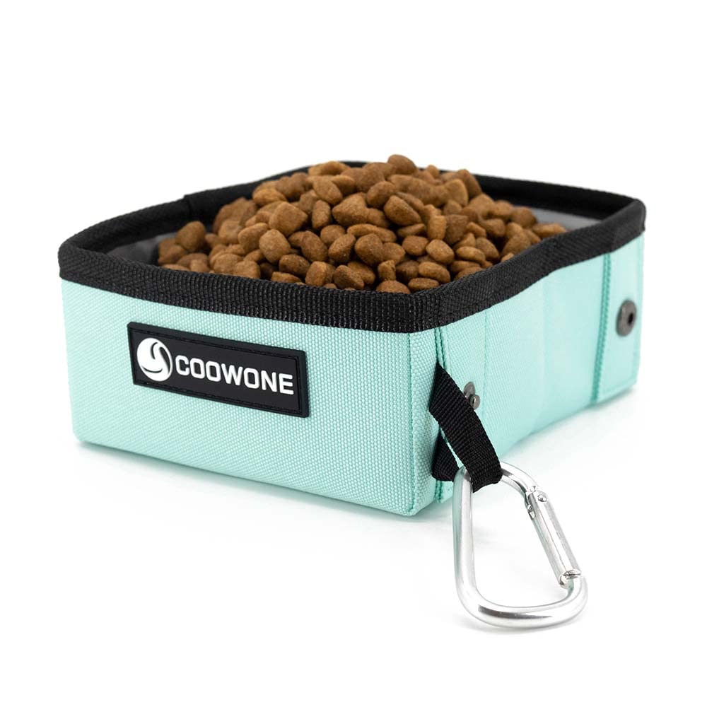 Comedero plegable portátil para perros de viaje, 2 unidades, a prueba de fugas, para perros grandes, medianos, pequeños, gatos y mascotas (verde)