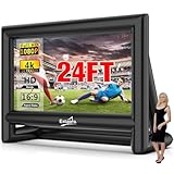 Inflatable Projector Screen for Outside 24FT Blow Up Movie Screen Outdoor Front and Rear Projection with Air Blower, Best for Pool Movie Nights Backyards Party Home Theater