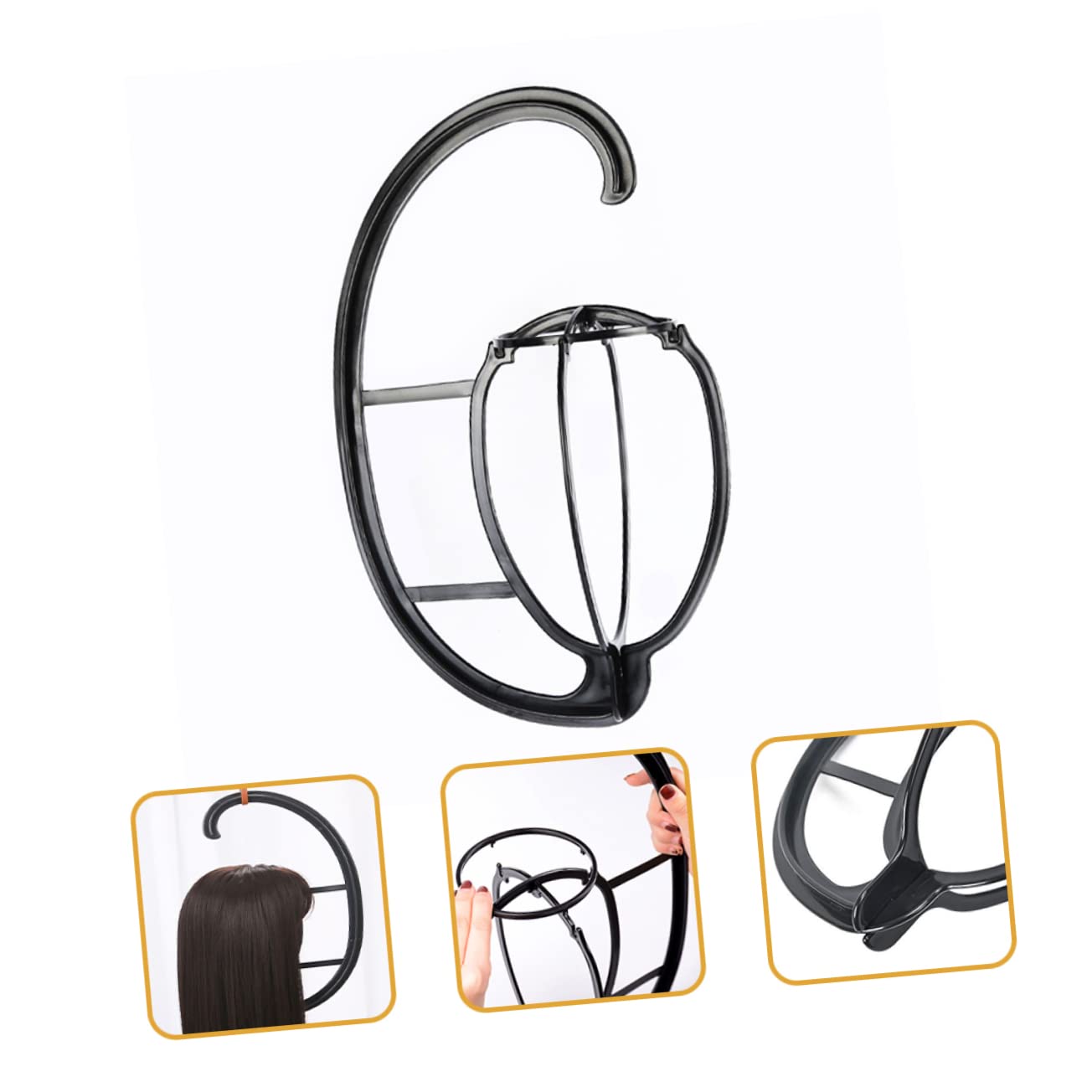 FRCOLOR Soporte para Peluca Desmontable Negro Pp, 6 Piezas