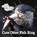Wenansly Cute Otter Fish Ring for Women - 925 Sterling Silver Adjustable Otter Rings Fish Rings Sea Animal Jewelry Gifts for Daughter