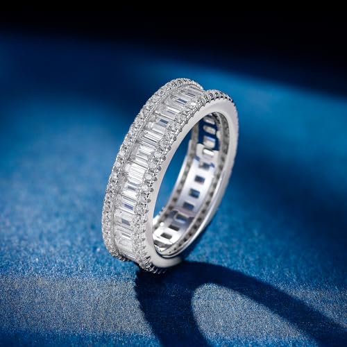 Eternity Ring Wedding Band for Women 925 Sterling Silver Round/Baguette/Princess Cut Cubic Zirconia Promise Engagement Rings Size 5-104