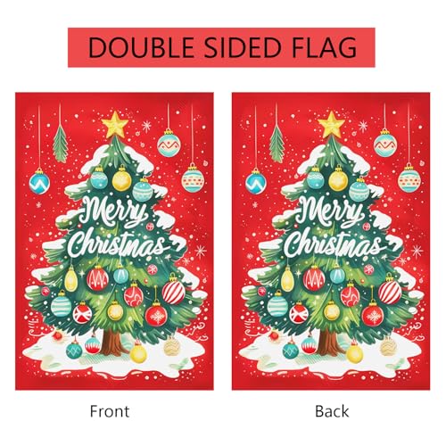 abzdfty Christmas Garden Flag 12x18 Inch Double Sided Merry Christmas Tree Garden Flag Decorations Yard Flag for Outside, Patio and Lawn image 6