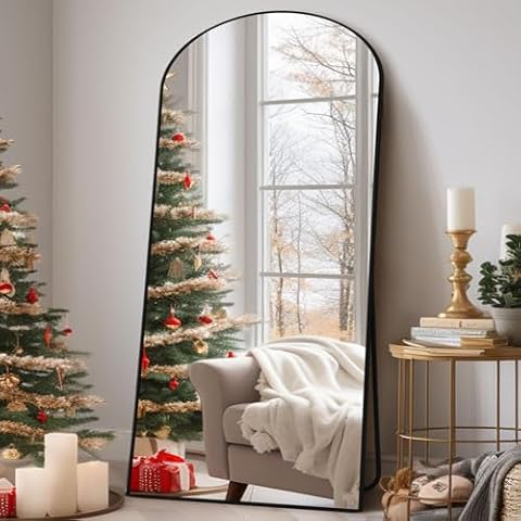 Anpark Black Arched Mirror Full Length with Stand 30" x 71" Large Full Body Dressing Mirror for Wall Standing Floor Mirror for Bedroom Wall Mounted Mirror for Living Room Home Decor Cover